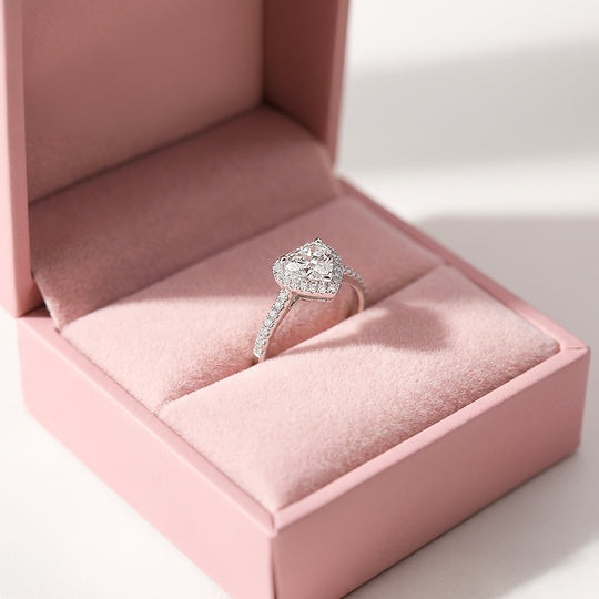 1.3ct White Gold Finish Heart Halo Ring - Luxe1993