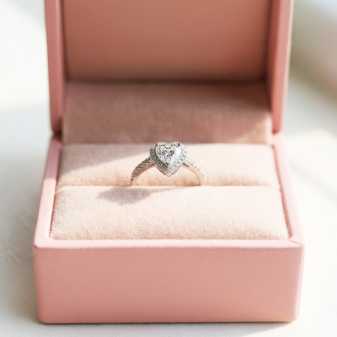 1.3ct White Gold Finish Heart Halo Ring - Luxe1993