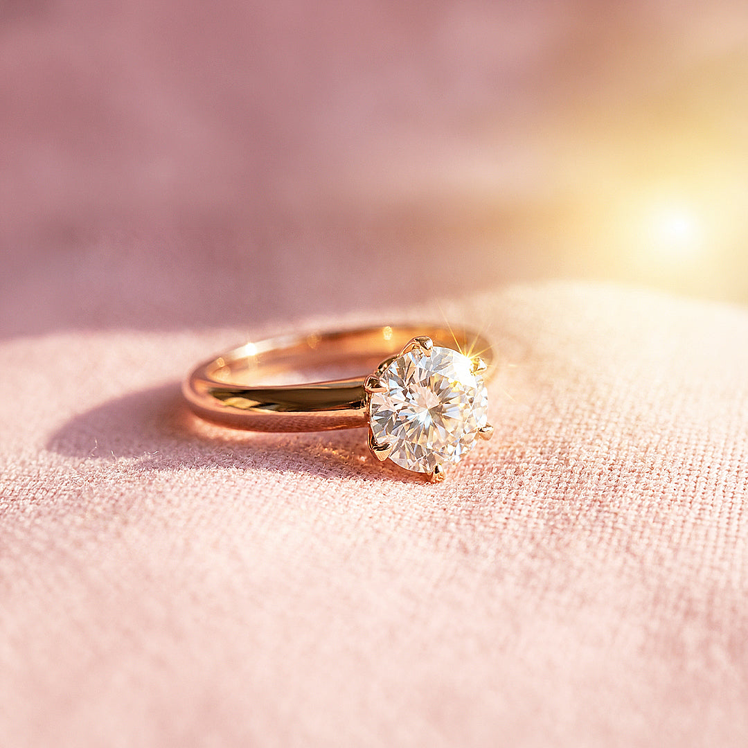 1ct Rose Gold Finish Classic Solitaire Ring - Luxe1995