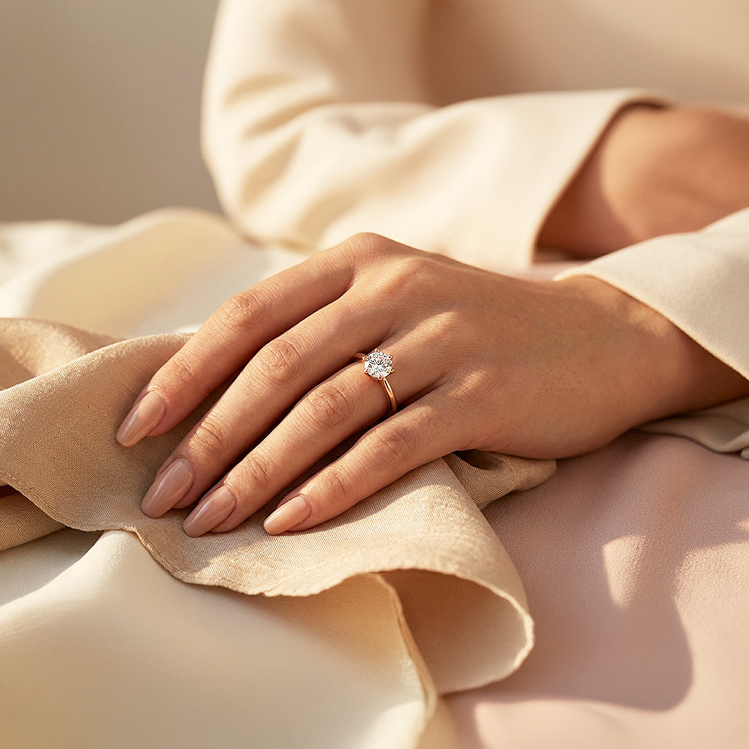 1ct Rose Gold Finish Classic Solitaire Ring - Luxe1995