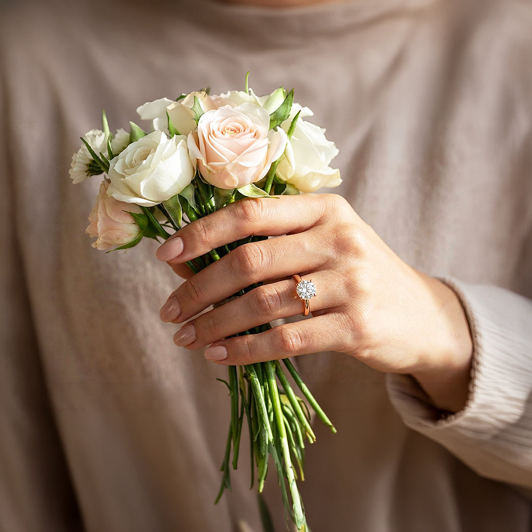 1ct Rose Gold Finish Classic Solitaire Ring - Luxe1995