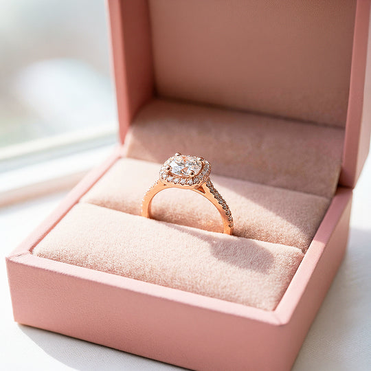 1ct Rose Gold Finish Cushion Halo Ring - Luxe1996