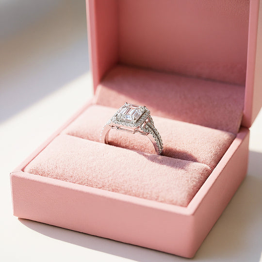 Halo Engagement Ring | 2 Carat | Diamond Simulant | White Gold Plating | Luxe2000