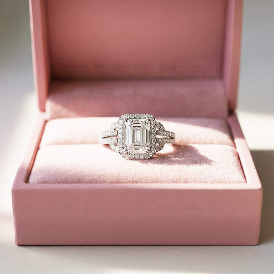 Halo Engagement Ring | 2 Carat | Diamond Simulant | White Gold Plating | Luxe2000