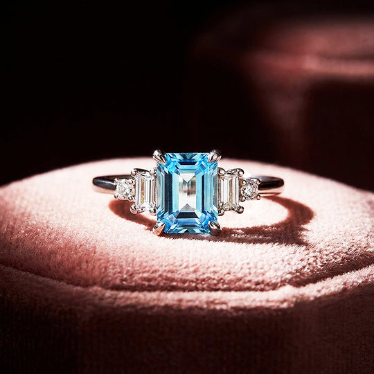 Emerald Cut Coloured Stone Engagement Ring | Luxe2003 - new designs | Singapore Jewellery, Wedding Rings &amp; Gifts | Same Day Delivery | Tiara.com.sg