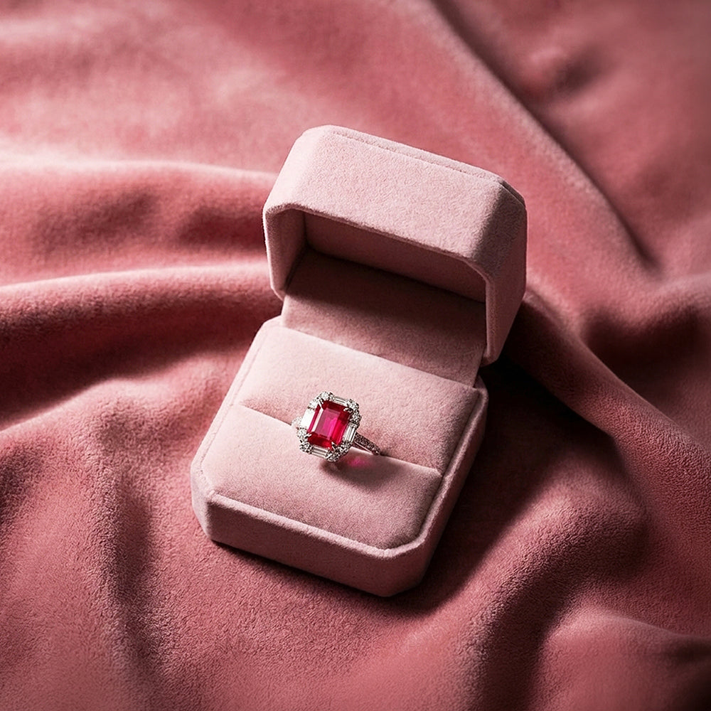 Emerald Cut Ruby Red Engagement Ring | Luxe2009 - new designs | Singapore Jewellery, Wedding Rings & Gifts | Same Day Delivery | Tiara.com.sg