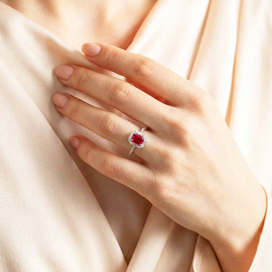 Emerald Cut Ruby Red Engagement Ring | Luxe2009 - new designs | Singapore Jewellery, Wedding Rings &amp; Gifts | Same Day Delivery | Tiara.com.sg