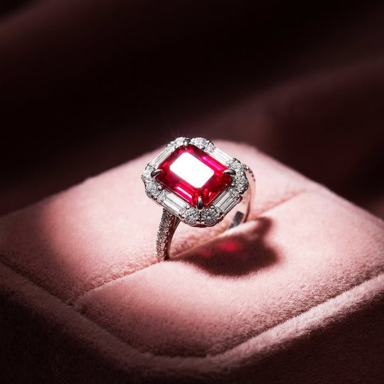 Emerald Cut Ruby Red Engagement Ring | Luxe2009 - new designs | Singapore Jewellery, Wedding Rings &amp; Gifts | Same Day Delivery | Tiara.com.sg