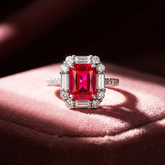 Emerald Cut Ruby Red Engagement Ring | Luxe2009 - new designs | Singapore Jewellery, Wedding Rings &amp; Gifts | Same Day Delivery | Tiara.com.sg
