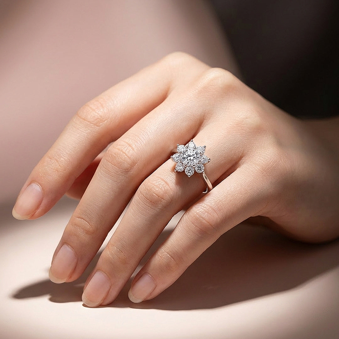 Round Brilliant Floral Halo Engagement Ring | Luxe2010 - new designs | Singapore Jewellery, Wedding Rings & Gifts | Same Day Delivery | Tiara.com.sg