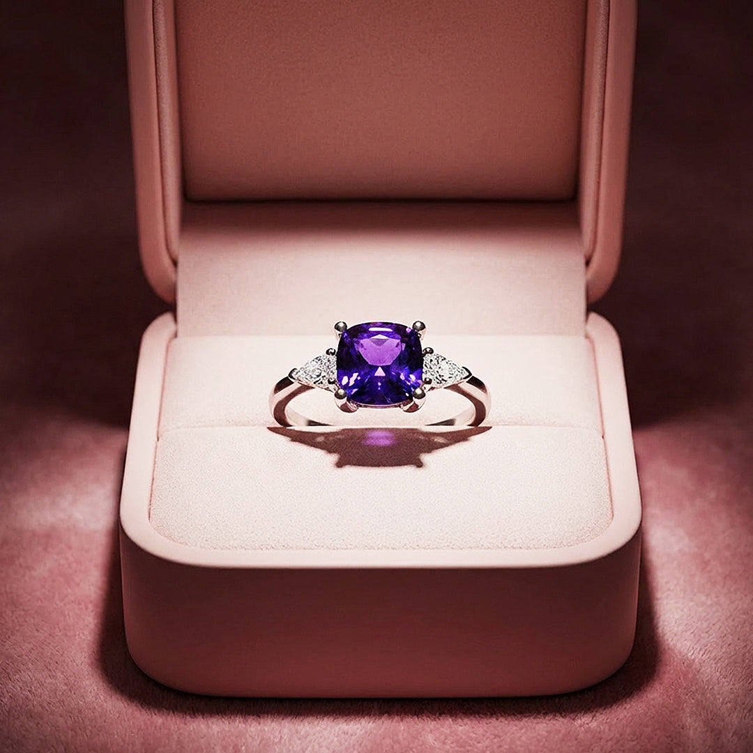 Cushion Cut Purple Amethyst Engagement Ring | Luxe2014 - new designs | Singapore Jewellery, Wedding Rings & Gifts | Same Day Delivery | Tiara.com.sg
