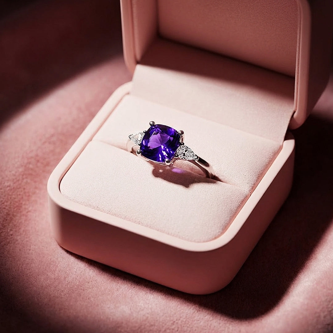Cushion Cut Purple Amethyst Engagement Ring | Luxe2014 - new designs | Singapore Jewellery, Wedding Rings &amp; Gifts | Same Day Delivery | Tiara.com.sg