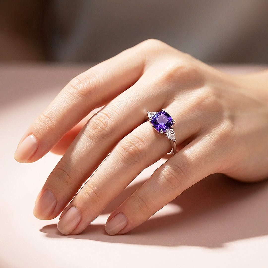 Cushion Cut Purple Amethyst Engagement Ring | Luxe2014 - new designs | Singapore Jewellery, Wedding Rings &amp; Gifts | Same Day Delivery | Tiara.com.sg