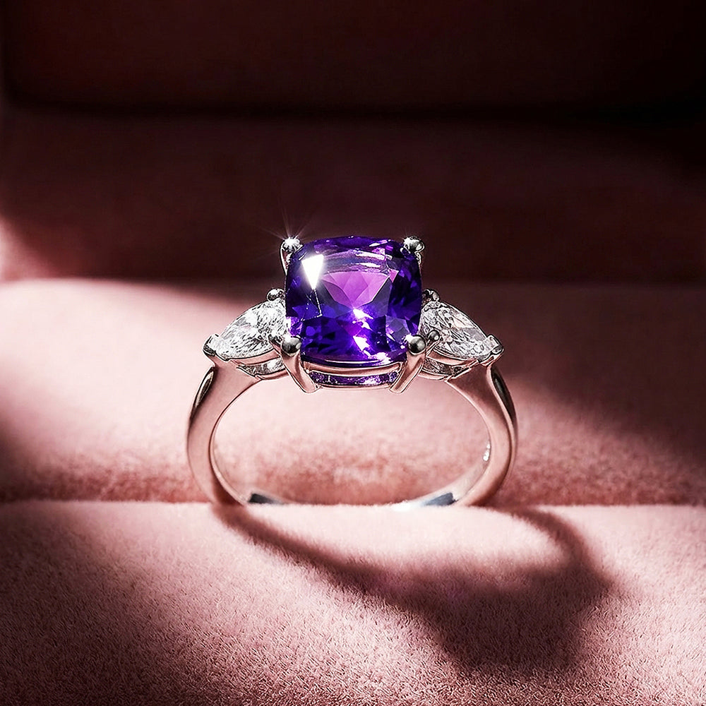 Cushion Cut Purple Amethyst Engagement Ring | Luxe2014 - new designs | Singapore Jewellery, Wedding Rings & Gifts | Same Day Delivery | Tiara.com.sg