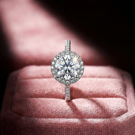 Round Halo Engagement Ring | White Gold | Luxe1888 - Ring | Singapore Jewellery, Wedding Rings &amp; Gifts | Same Day Delivery | Tiara.com.sg