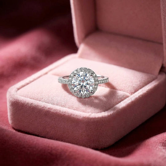 Round Halo Engagement Ring | White Gold | Luxe1888 - Ring | Singapore Jewellery, Wedding Rings &amp; Gifts | Same Day Delivery | Tiara.com.sg