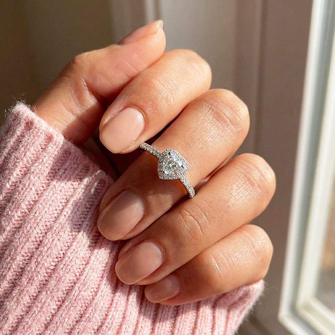 Heart Cut Halo Engagement Ring in White Gold | Luxe2028 - Ring | Singapore Jewellery, Wedding Rings &amp; Gifts | Same Day Delivery | Tiara.com.sg