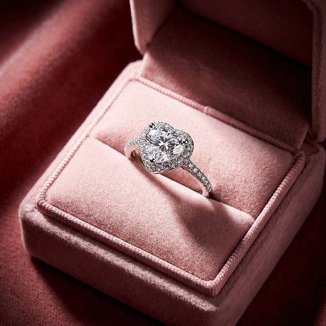 Heart Cut Halo Engagement Ring in White Gold | Luxe2028 - Ring | Singapore Jewellery, Wedding Rings &amp; Gifts | Same Day Delivery | Tiara.com.sg