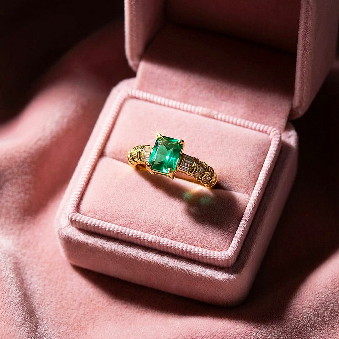Cushion Cut Emerald Green Engagement Ring | Luxe2034 - new designs | Singapore Jewellery, Wedding Rings &amp; Gifts | Same Day Delivery | Tiara.com.sg