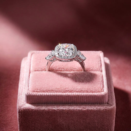Cushion Cut Halo Engagement Ring | Pear Cluster Shoulders | Luxe2041 - Adjustable Ring | Singapore Jewellery, Wedding Rings &amp; Gifts | Same Day Delivery | Tiara.com.sg