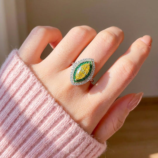 Marquise Cut Canary Yellow Engagement Ring | Luxe2042 - Adjustable Ring | Singapore Jewellery, Wedding Rings &amp; Gifts | Same Day Delivery | Tiara.com.sg