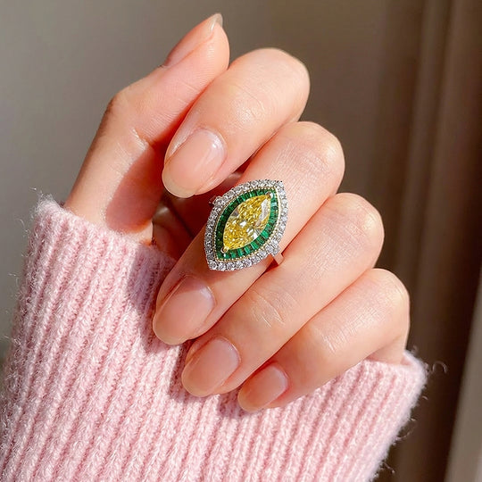 Marquise Cut Canary Yellow Engagement Ring | Luxe2042 - Adjustable Ring | Singapore Jewellery, Wedding Rings &amp; Gifts | Same Day Delivery | Tiara.com.sg