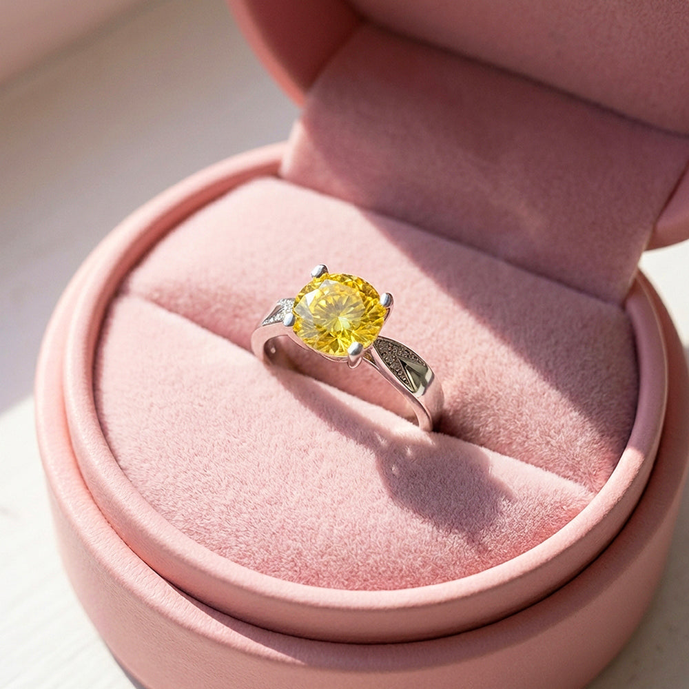 Round Cut Yellow Engagement Ring & Yellow Solitaire Ring | Luxe2048