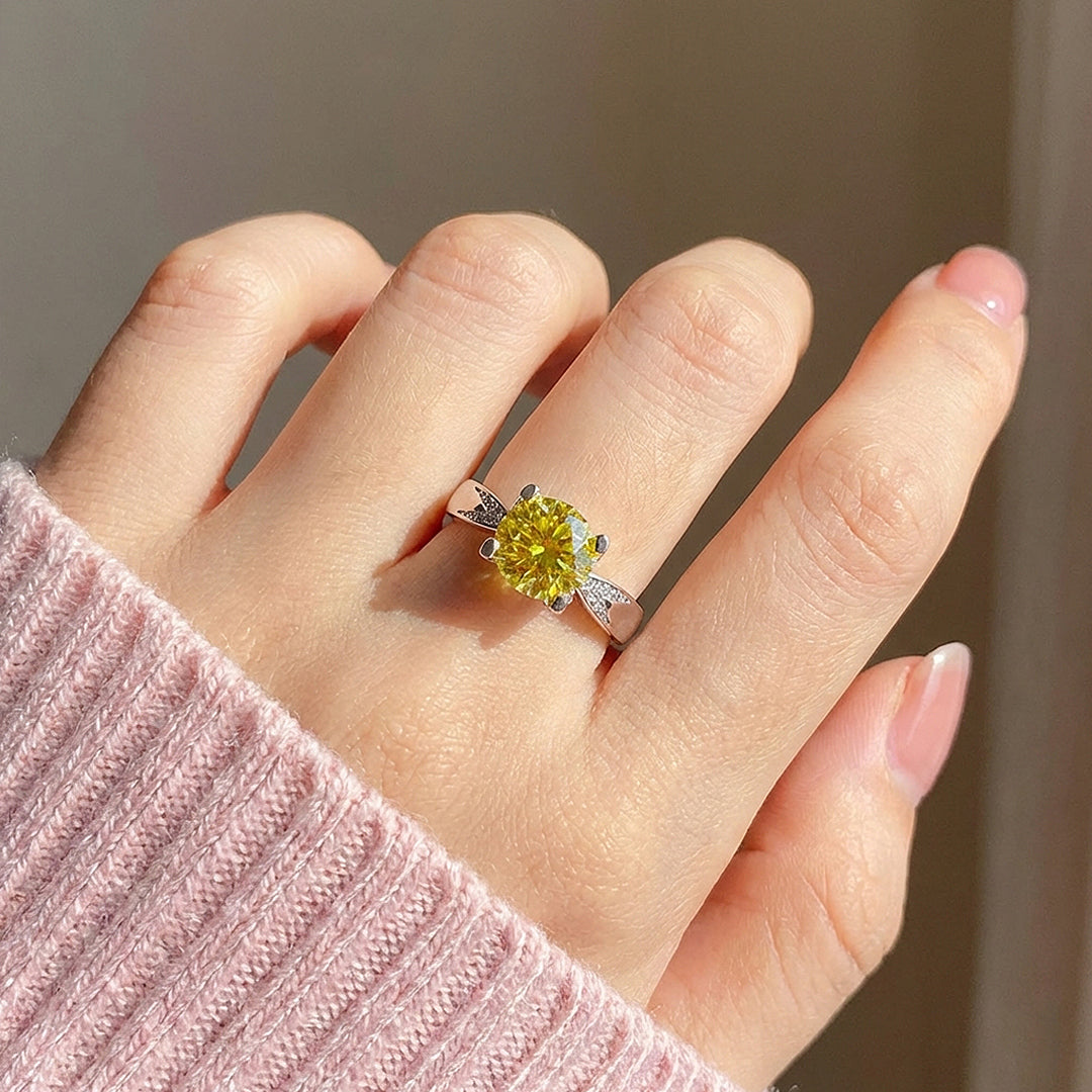 Round Cut Yellow Engagement Ring &amp; Yellow Solitaire Ring | Luxe2048
