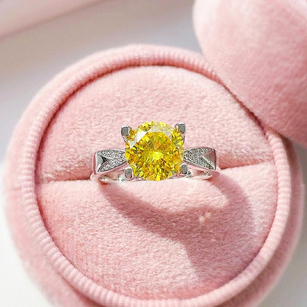 Round Cut Yellow Engagement Ring & Yellow Solitaire Ring | Luxe2048