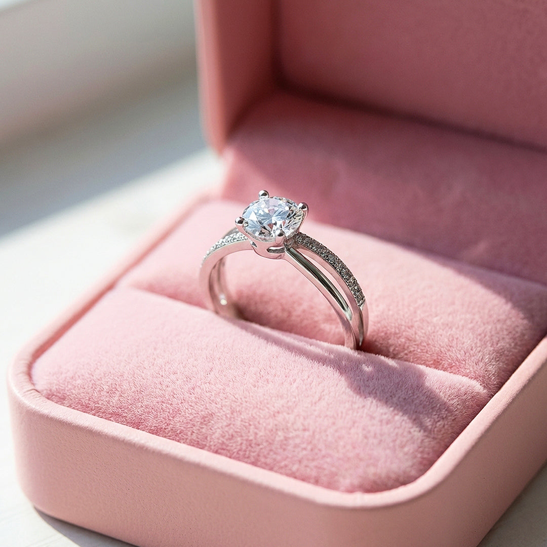Round Cut Split Band Engagement Ring | Luxe2052 - Ring | Singapore Jewellery, Wedding Rings &amp; Gifts | Same Day Delivery | Tiara.com.sg