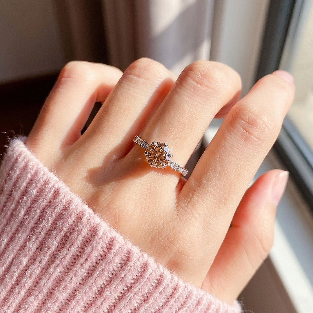 Round Cut Champagne Engagement Ring | Luxe2054 - Ring | Singapore Jewellery, Wedding Rings & Gifts | Same Day Delivery | Tiara.com.sg