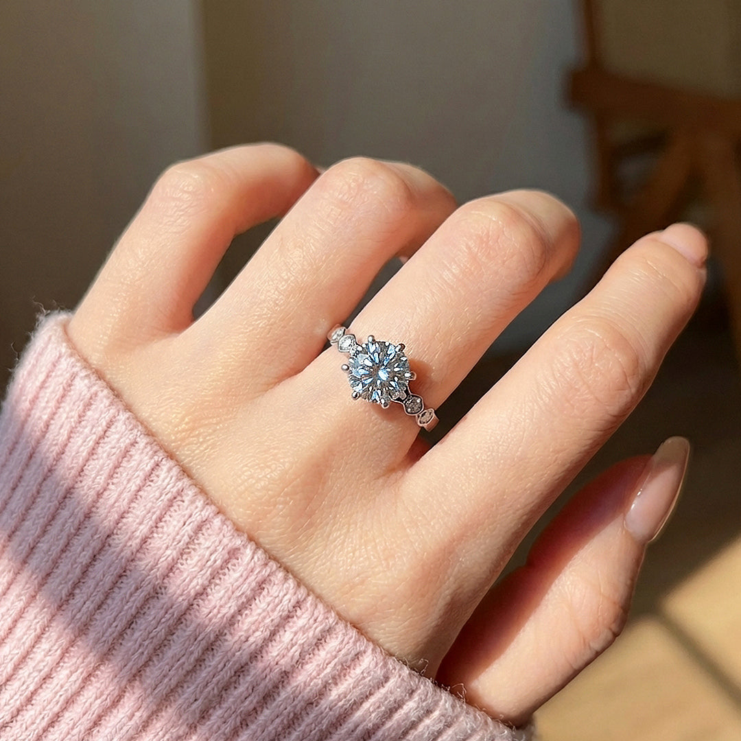 Round Cut Hexagon Band Engagement Ring | Luxe2055 - Ring | Singapore Jewellery, Wedding Rings & Gifts | Same Day Delivery | Tiara.com.sg