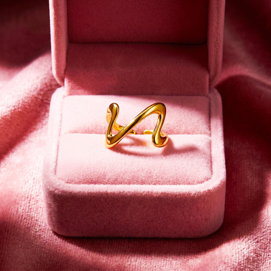 Wave V-Shape Ring | Gold-Plated Adjustable Ring | Luxe2057