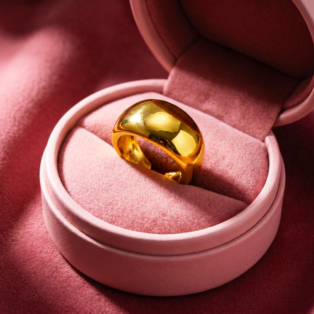 Dome Ring | Gold-Plated Adjustable Ring | Luxe2059