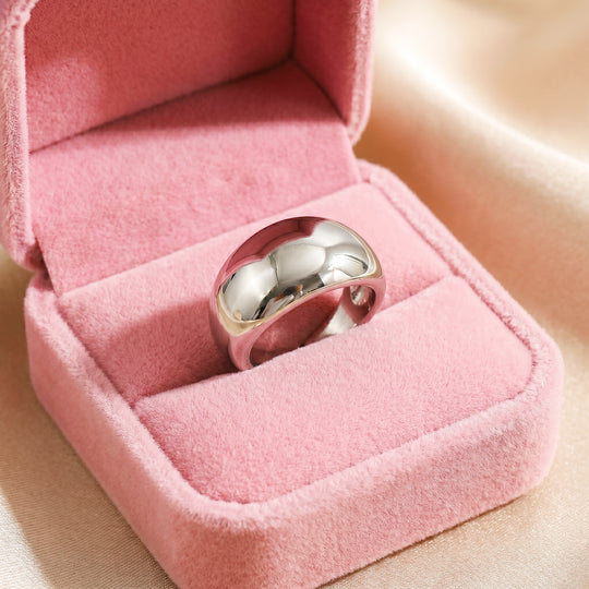Dome Ring | White Gold-Plated Adjustable Ring | Luxe2060