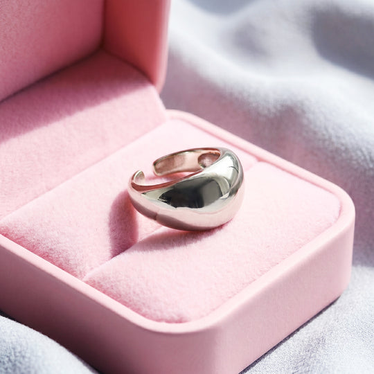 Dome Ring | White Gold-Plated Adjustable Ring | Luxe2060