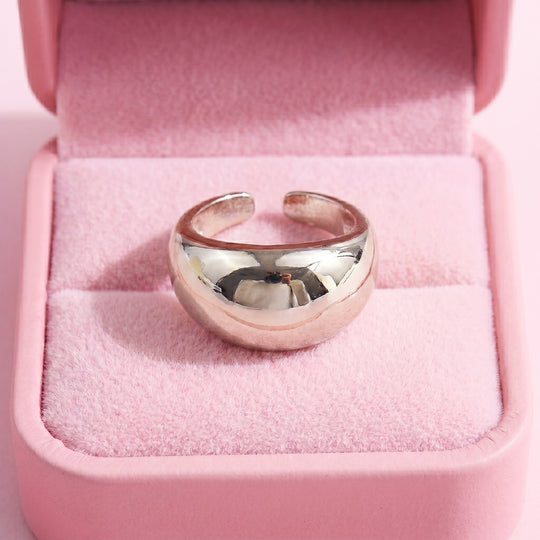 Dome Ring | White Gold-Plated Adjustable Ring | Luxe2060