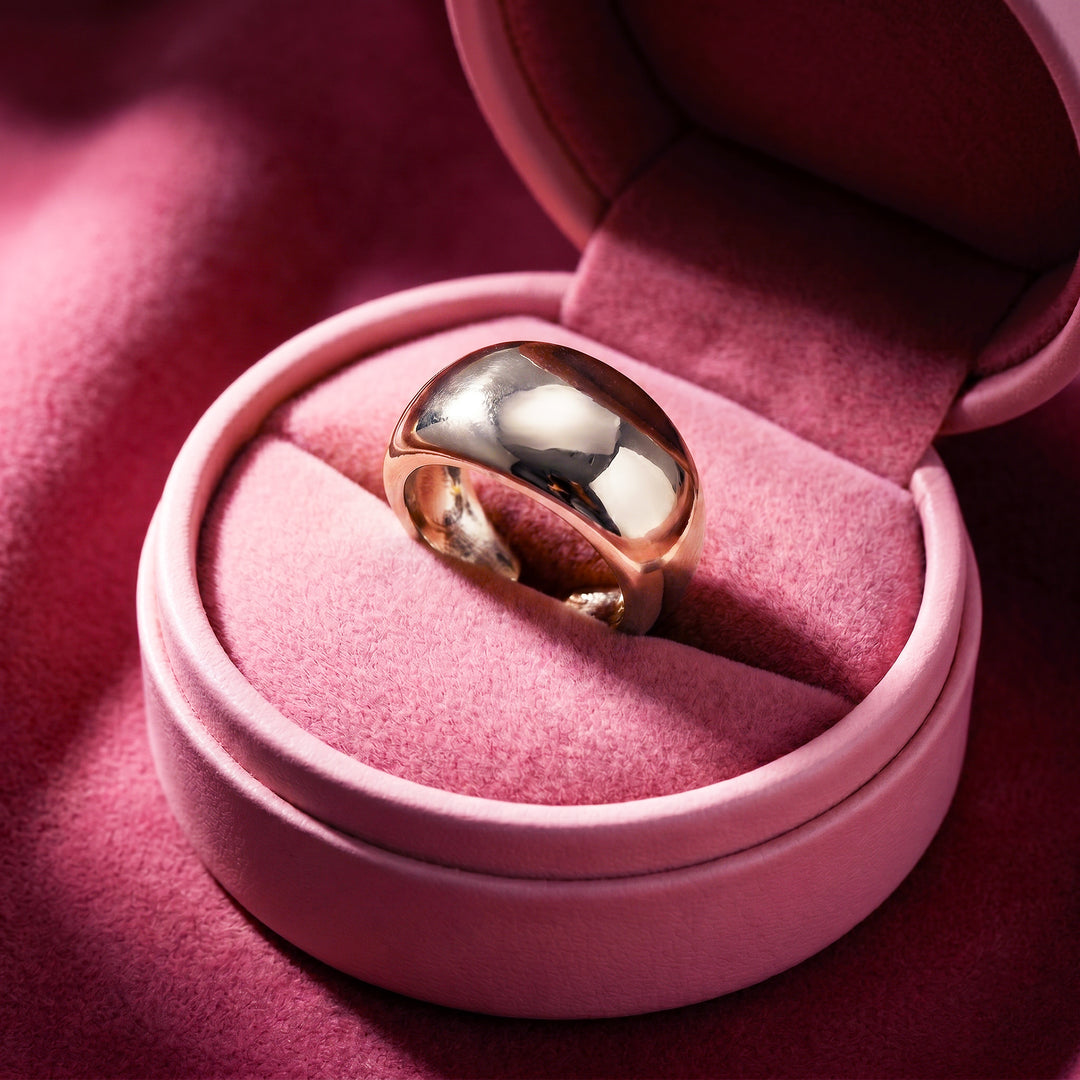 Dome Ring | White Gold-Plated Adjustable Ring | Luxe2060