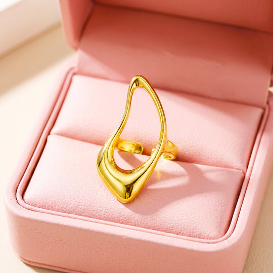 Hollow Teardrop Ring | Gold-Plated Adjustable Ring | Luxe2061