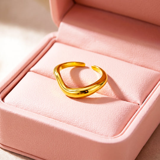 Fluid Wave Band Ring | Gold-Plated Adjustable Ring | Luxe2063