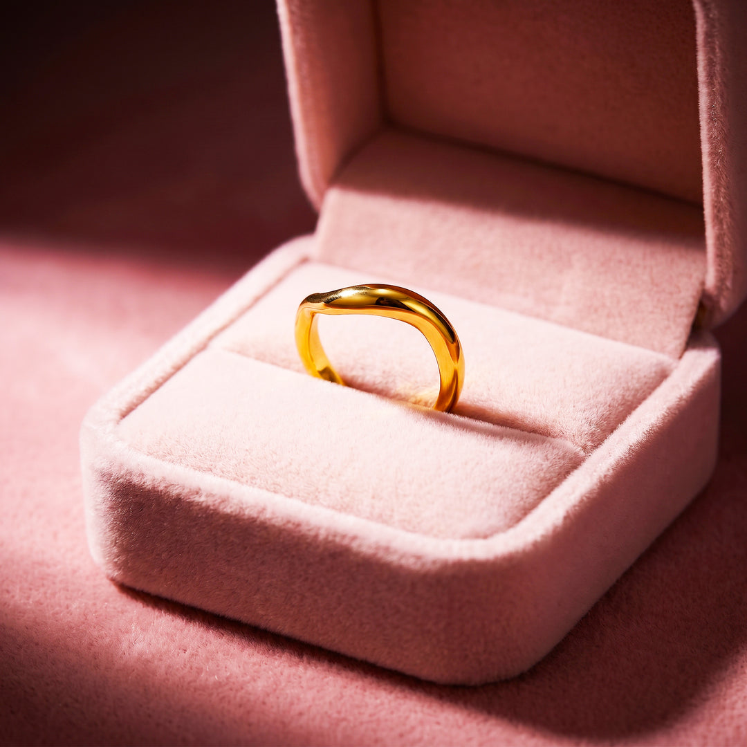 Fluid Wave Band Ring | Gold-Plated Adjustable Ring | Luxe2063