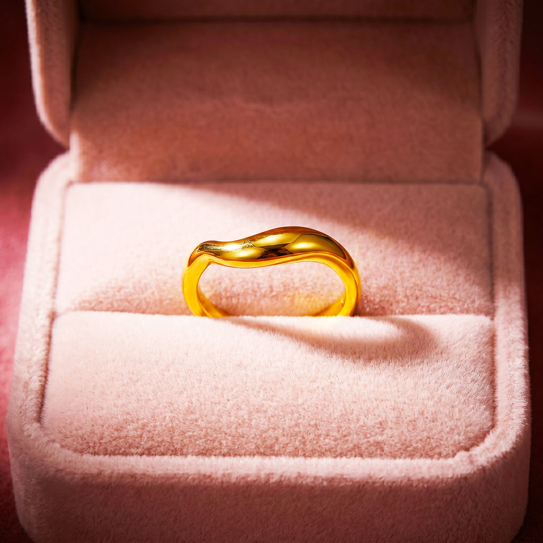 Fluid Wave Band Ring | Gold-Plated Adjustable Ring | Luxe2063