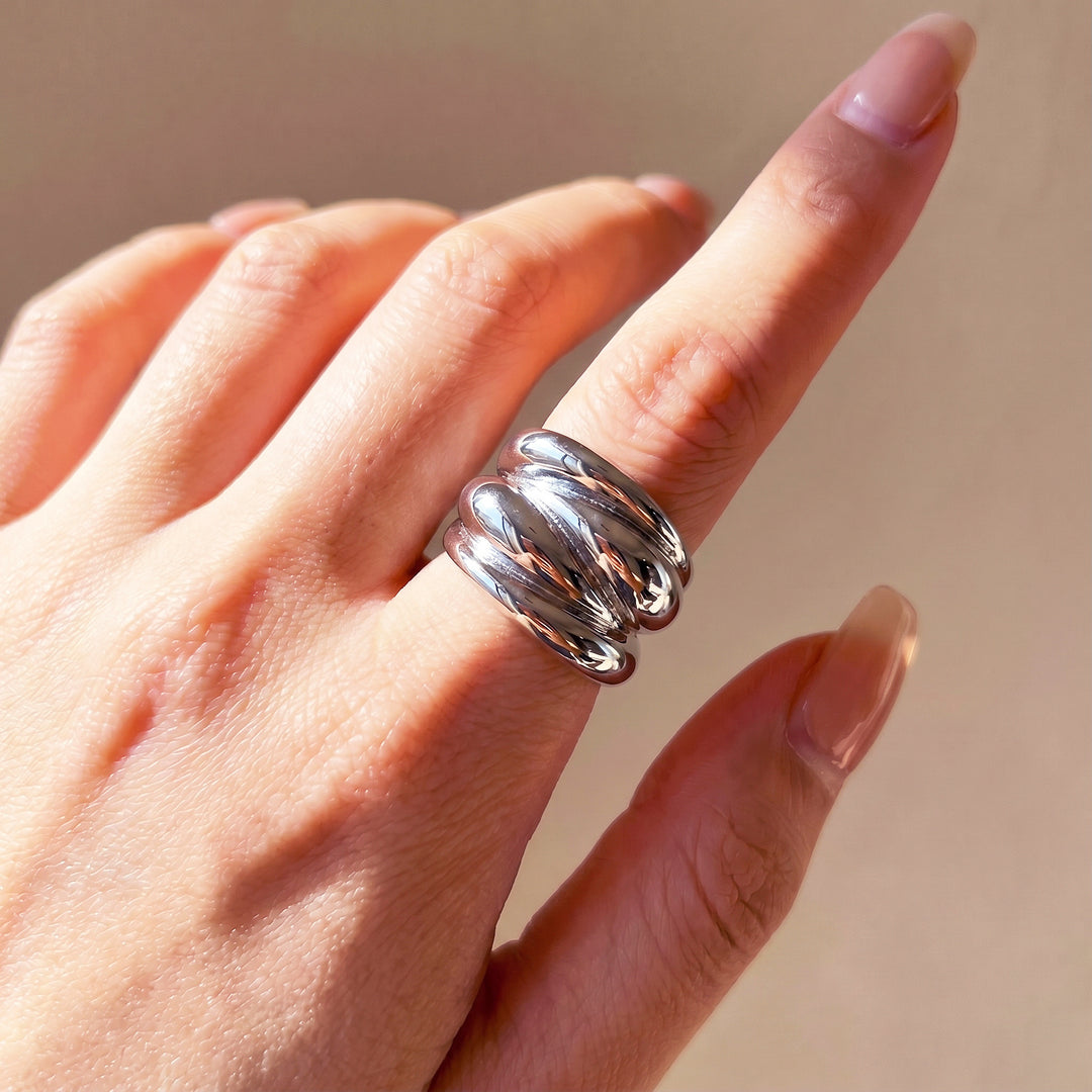 Triple Dome Coil Ring | White Gold | Luxe2066