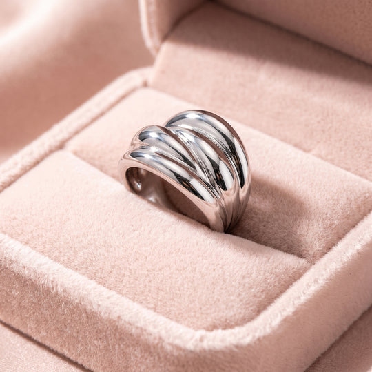 Triple Dome Coil Ring | White Gold | Luxe2066