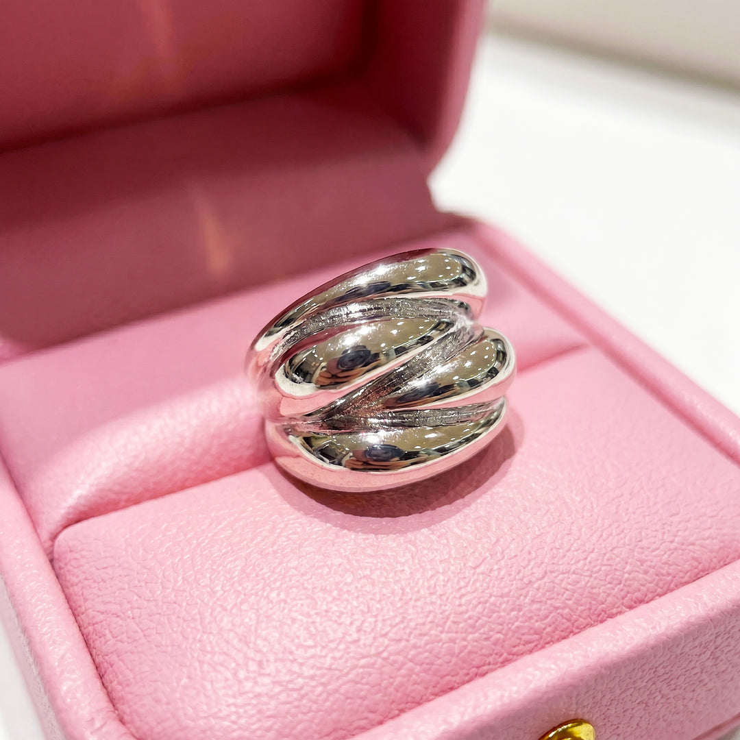 Triple Dome Coil Ring | White Gold | Luxe2066