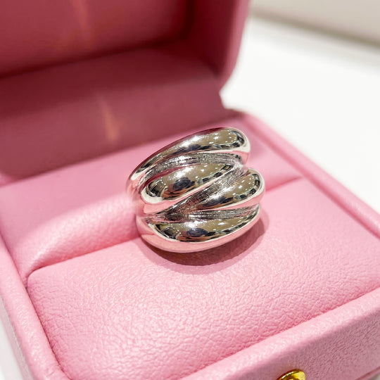 Triple Dome Coil Ring | White Gold | Luxe2066
