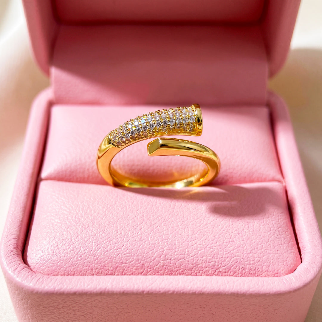 Pavé Wrap Nail Ring | Gold | Luxe2067