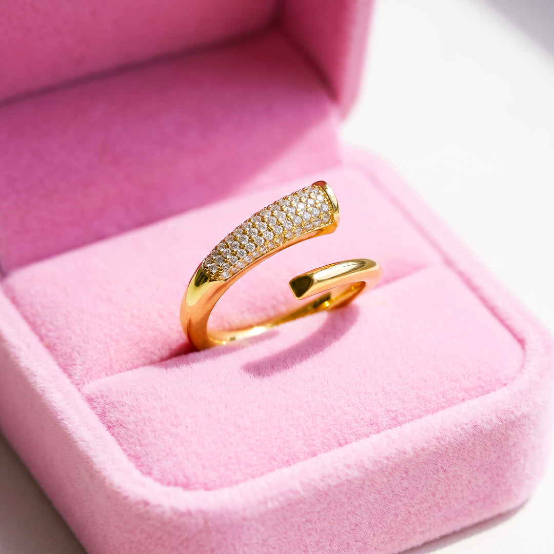 Pavé Wrap Nail Ring | Gold | Luxe2067