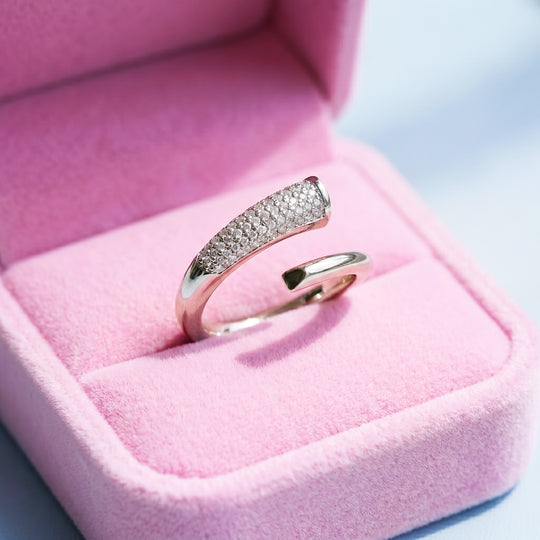 Pavé Wrap Nail Ring | White Gold | Luxe2068