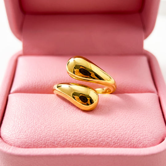 Double Teardrop Bypass Ring | Gold | Luxe2069
